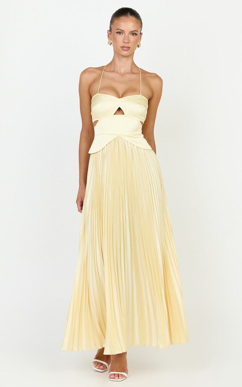 New Showpo Shay Maxi Dress Sweetheart Cut Out Pleated Dress Size Small MSRP $149